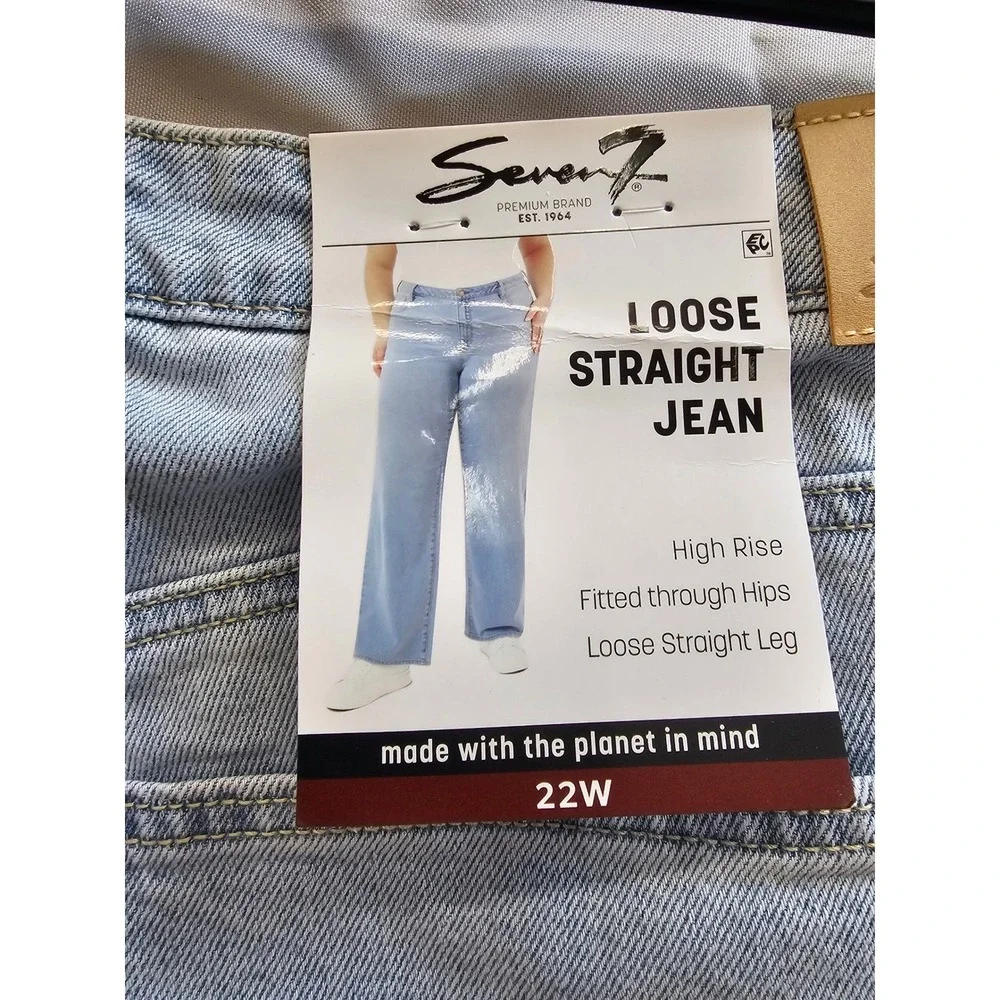 Seven7‎ Loose Straight Jeans High Rise Light Wash Key West SX10341DE Womens 22W